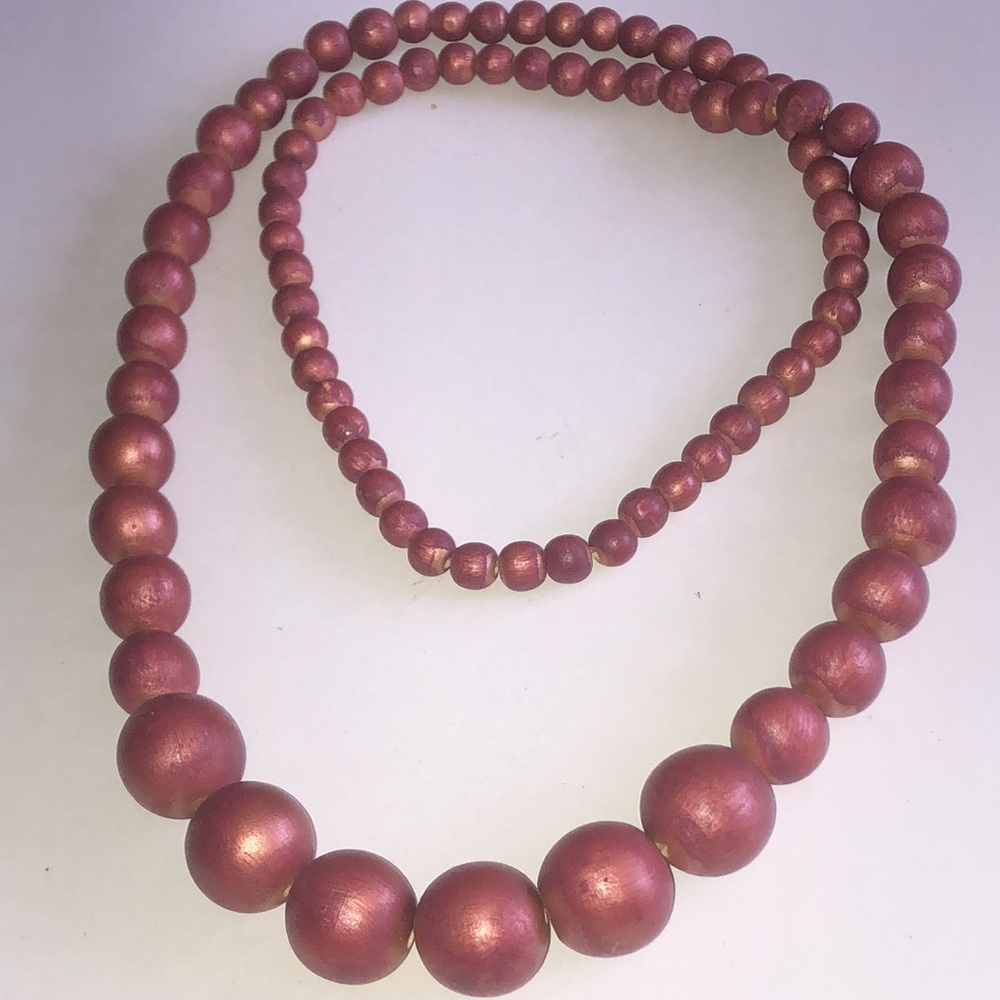 Vintage Metallic Hand Painted Beaded Boho Statement Necklace